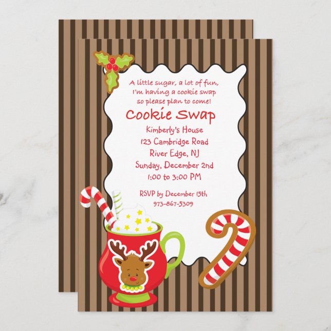 Coco chaud et biscuits Invitation à échanger/échan (Devant / Derrière)