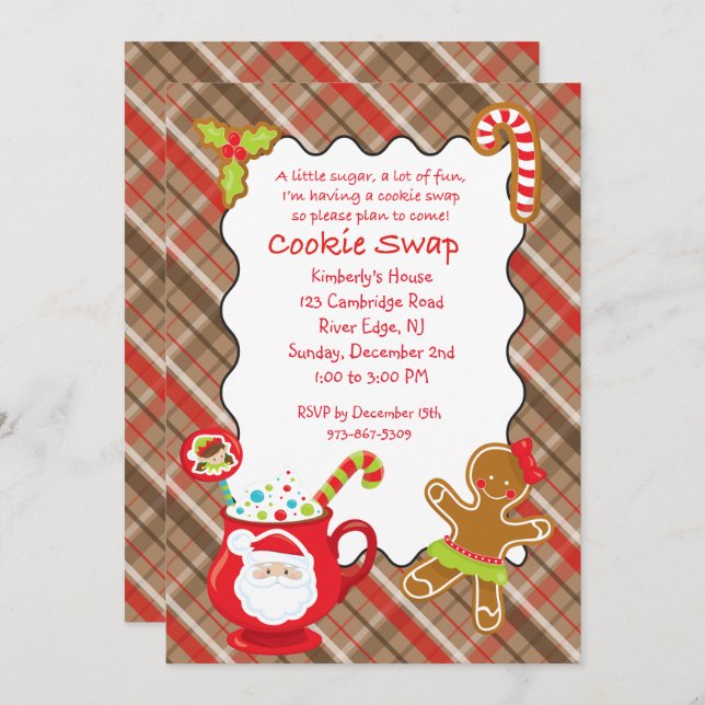 Coco chaud et cookies Invitation à échanger/échang (Devant / Derrière)