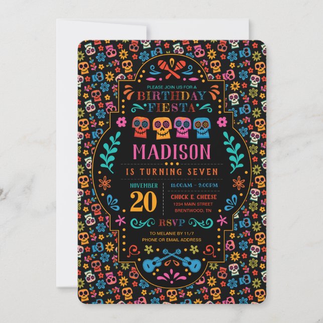 Coco Colourful Birthday Fiesta Invitation (Front)