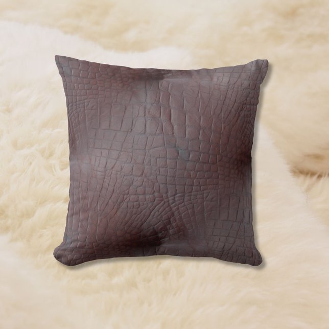 Coco Crocodile Faux Leather Throw Pillow (Creator Uploaded)