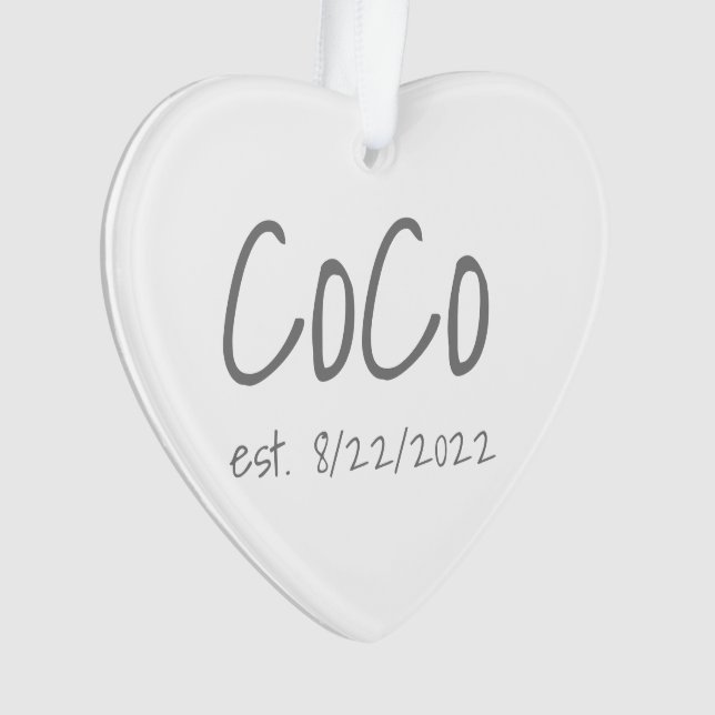 CoCo Established Date Personalized Acrylic Ornament (Front)