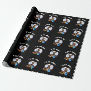 Coco-nerd Funny Fruit Coconut Pun Dark BG Wrapping Paper