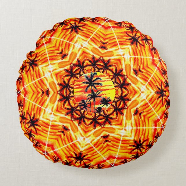 Coco Palm Star  Round Pillow (Front)