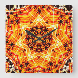 Coco Palm Star Square Wall Clock