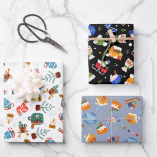 Cocoa and Christmas Favourite Things Set of 3 Wrapping Paper Sheet