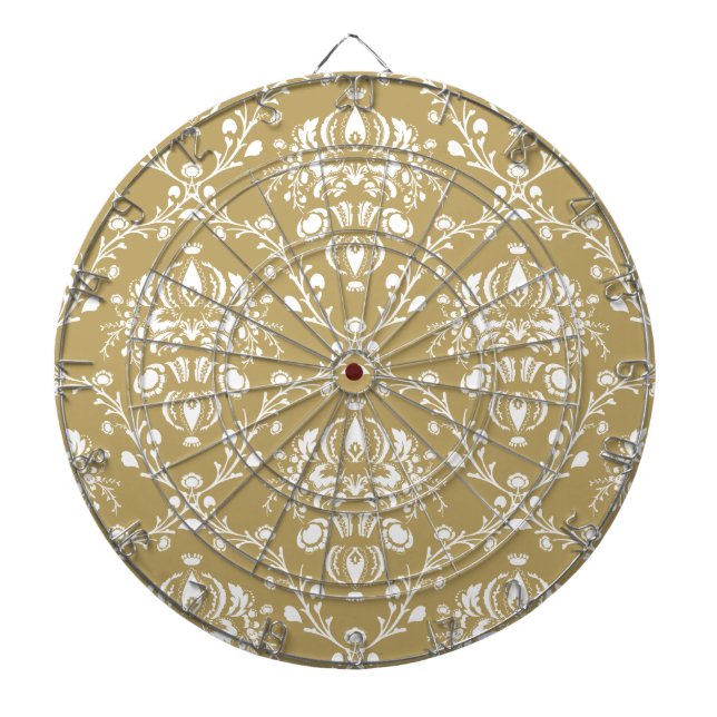 Cocoa and Cream Damask Dartboard (Front)