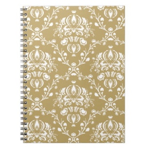 Cocoa and Cream Damask Notebook