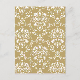 Cocoa and Cream Damask Postcard