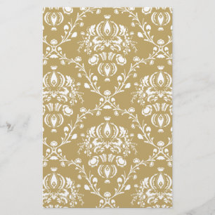 Cocoa and Cream Damask Stationery