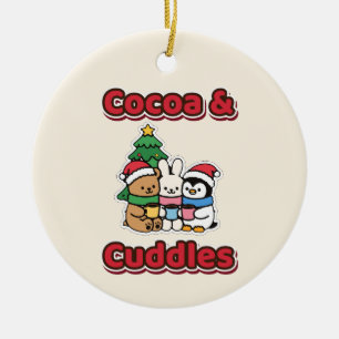 Cocoa and Cuddles Christmas Bear Bunny Penguin Ceramic Ornament