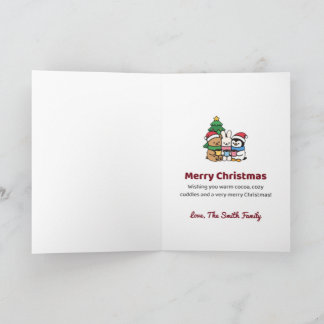 Cocoa and Cuddles Personalized Christmas Bear Card