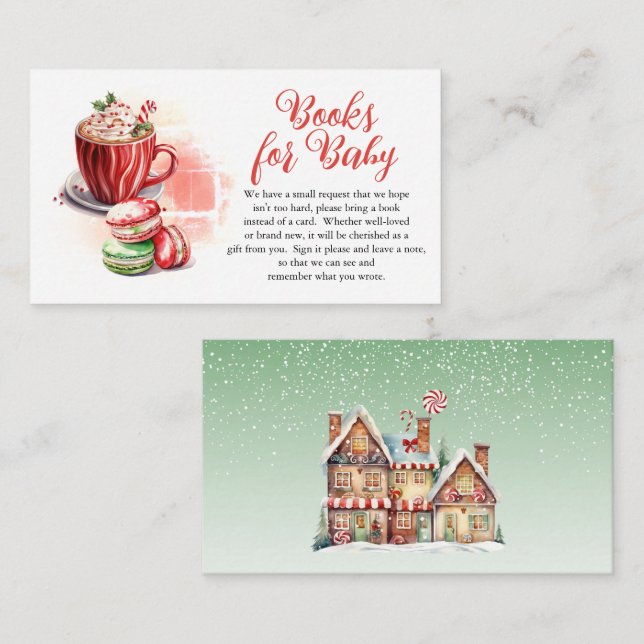 Cocoa and Macarons Girl Baby Shower Books for Baby Enclosure Card (Front/Back)
