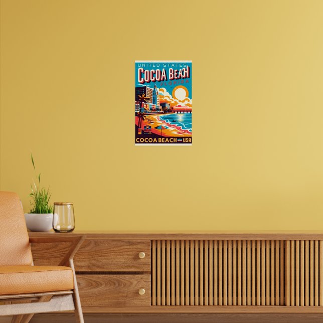 Cocoa Beach City Florida coast line gifts Poster (Living Room 2)