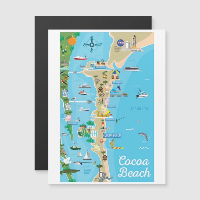 Cocoa Beach City Floride carte de la côte cadeaux (Devant / Derrière)