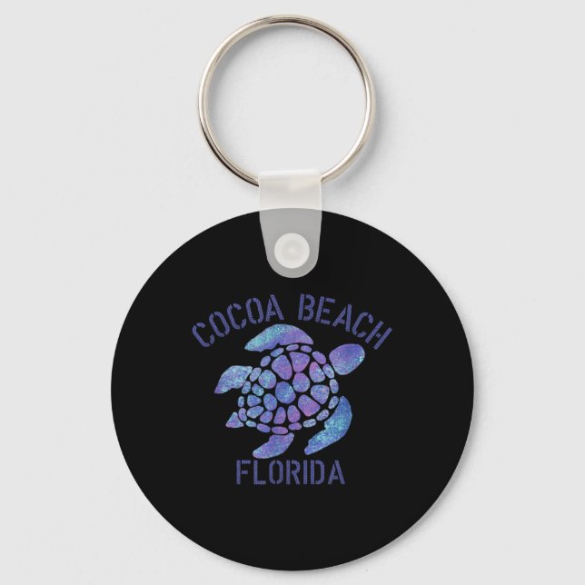 Cocoa Beach, Florida Beach Design _ Tribal Turtle  Keychain (Front)