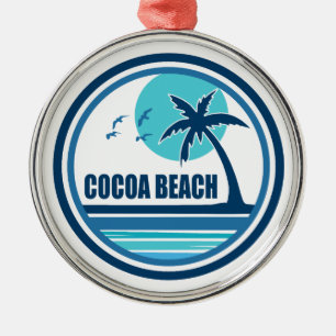 Cocoa Beach Florida Palm Tree Birds Metal Ornament