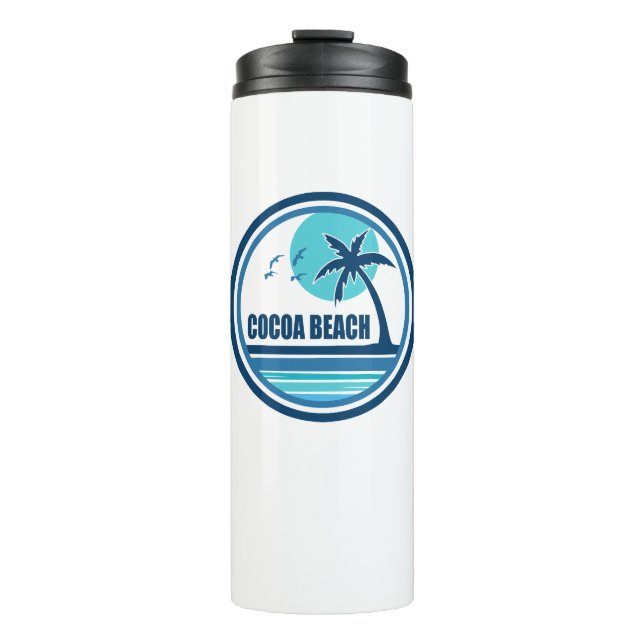 Cocoa Beach Florida Palm Tree Birds Thermal Tumbler (Front)