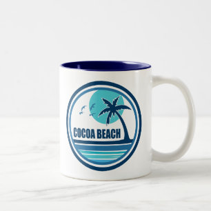 Cocoa Beach Florida Palm Tree Birds Two-Tone Coffee Mug