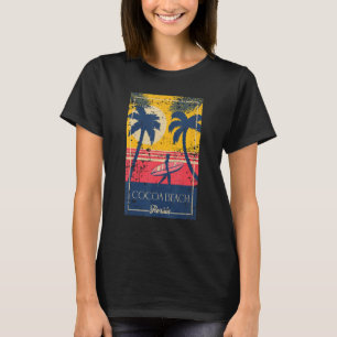 Cocoa Beach Florida Retro Surfer Distressed Design T-Shirt