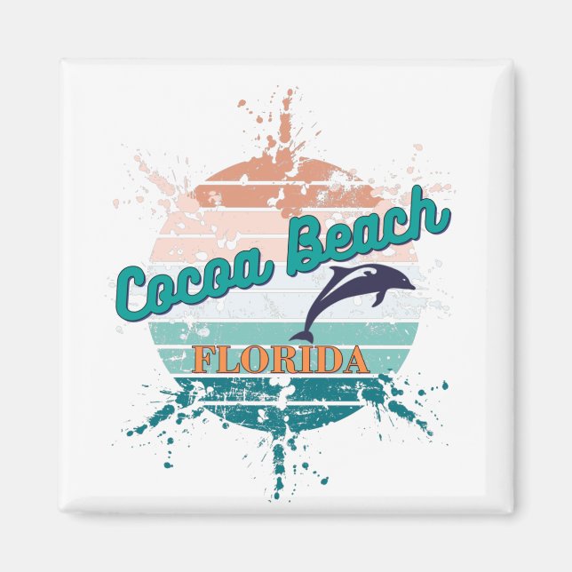 Cocoa Beach Florida Retro Vintage Sunset Magnet (Front)