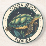 Cocoa Beach Florida Turtle Badge Coaster<br><div class="desc">Cocoa Beach vector art design. Cocoa Beach is a Florida city south of Cape Canaveral Air Force Station. It’s a gateway to the Kennedy Space Centre Visitor Complex.</div>