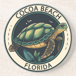 Cocoa Beach Florida Turtle Badge Coaster