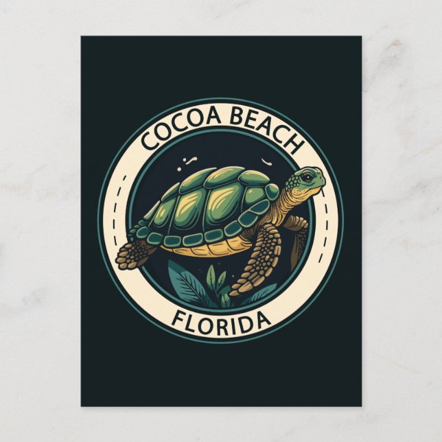 Cocoa Beach Florida Turtle Badge Postcard (Front)