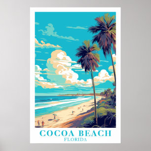 Cocoa Beach Florida Vintage Travel Art Poster