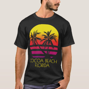 Cocoa Beach Florida Vintage Tropical Sunset Palm T T-Shirt