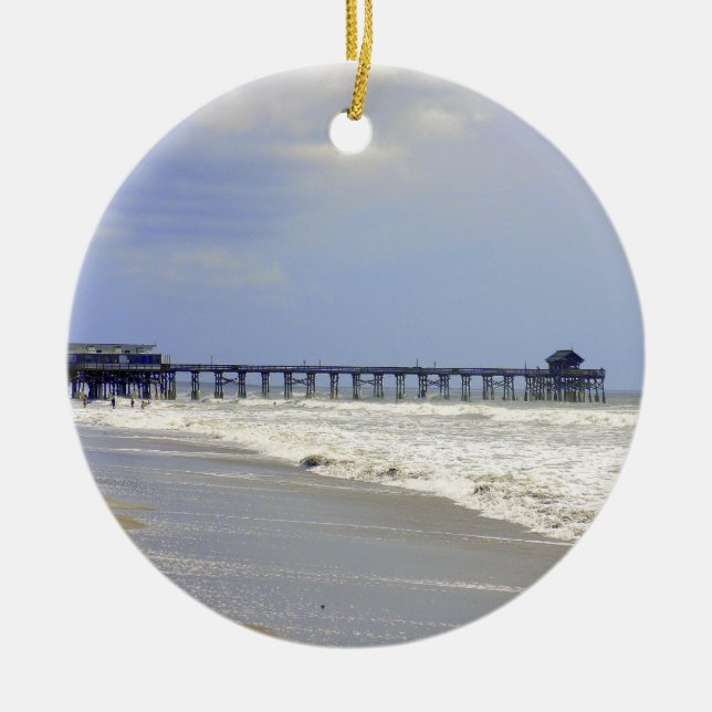 Cocoa Beach Pier Ceramic Ornament (Front)