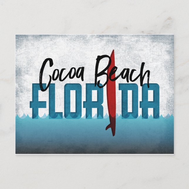 Cocoa Beach Postcard Florida Surfboard (Front)