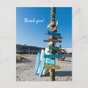 Cocoa Beach Tiki Totem Thank You Postcard