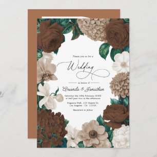Cocoa Bean, Mushroom Taupe & Vanilla Cream Wedding Invitation