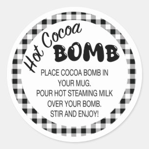 Cocoa bomb directions label, plaid label