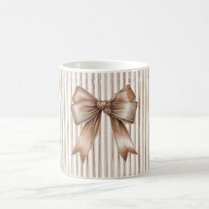 Cocoa Bow Brown Cream Stripes Coffee Mug