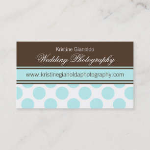 Cocoa Brown and Aqua Dots Business Cards