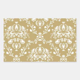 Cocoa Brown and Cream Damask Sticker