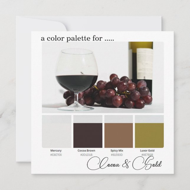 Cocoa Brown Gold Elegant Colour Palette Card (Front)