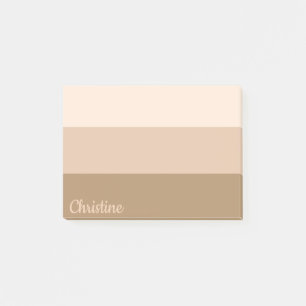 Cocoa Brown Ombre Striped Personalized Post-it Notes