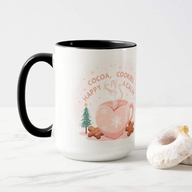 Cocoa, Cookies & Calm – Pastel Christmas CoT-Shirt Mug (With Donut)