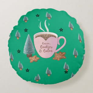 Cocoa, Cookies & Calm – Pastel Christmas CoT-Shirt Round Pillow