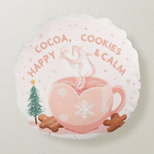 Cocoa, Cookies & Calm – Pastel Christmas CoT-Shirt Round Pillow