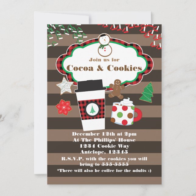 Cocoa & Cookies Christmas Holiday Party Invitation (Front)