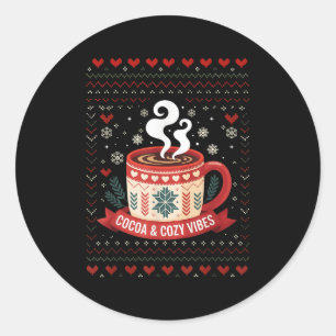 Cocoa Cozy Vibes Hot Chocolate Fall  Classic Round Sticker