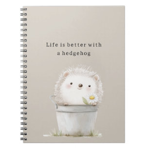 Cocoa Cream Hedgehog Daisy Flower Bucket   Notebook