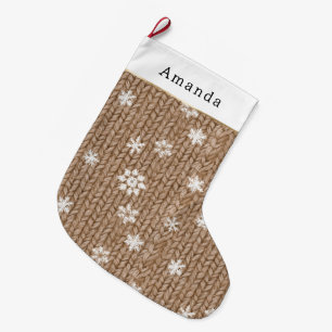 Cocoa Cream Snowflakes Christmas Large Christmas Stocking