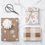 Cocoa Cream Snowflakes Plaid Stripes Christmas Wrapping Paper Sheet<br><div class="desc">Cocoa Cream Snowflakes Plaid Stripes Christmas</div>
