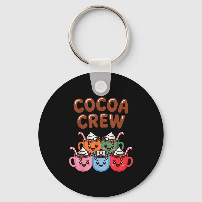 Cocoa Crew Cute Christmas Hot Chocolate Matching P Keychain (Front)