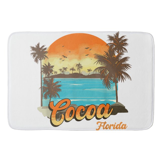 Cocoa Florida Beach Summer Vacation Palm Sunset  Bath Mat (Front)