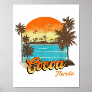 Cocoa Florida Beach Summer Vacation Palm Sunset Poster